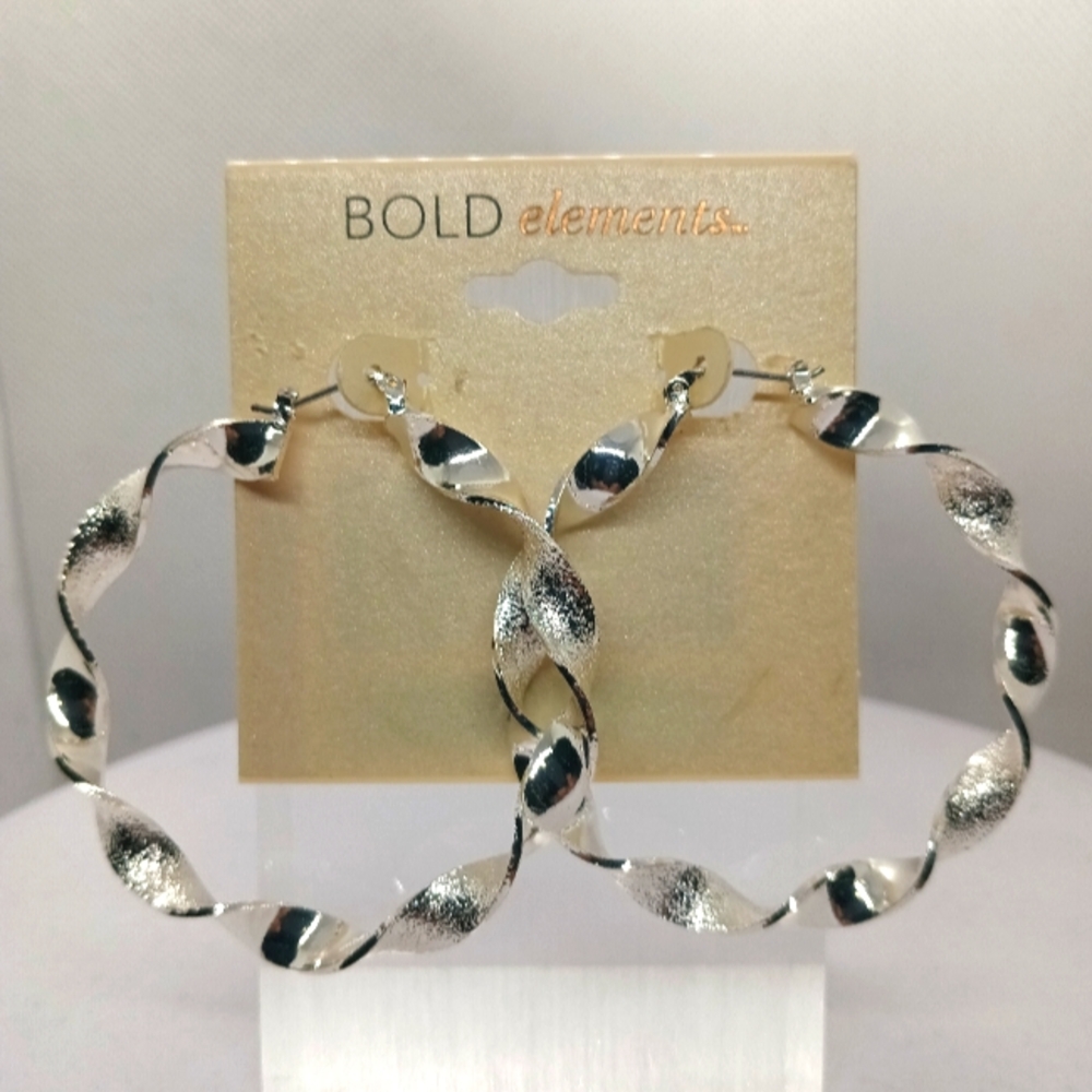 BOLD Elements Silver Tone Hoop Earrings